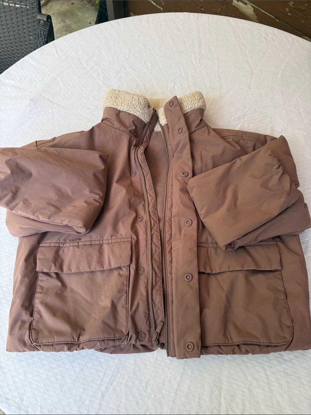 Xhilaration Brown Sherpa Collar Bomber Jacket